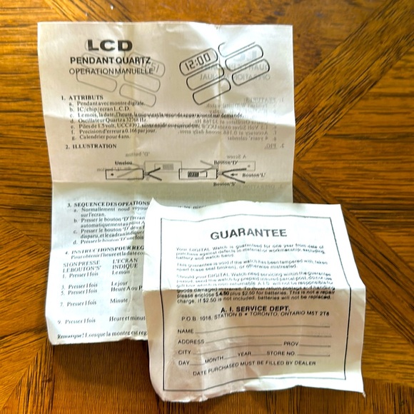 80s Digital Gold Bar Vintage Watch Pendant Necklace In Package - Picture 3 of 5